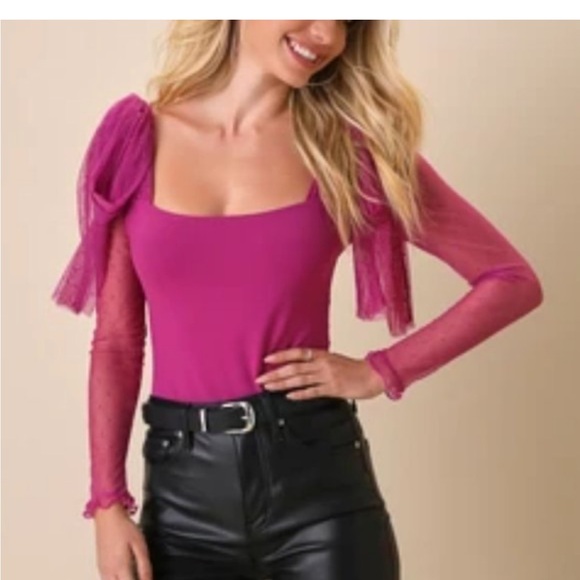 Free People tongue tied bodysuit fuchsia  boho date party casual beach L NWT - Picture 3 of 8